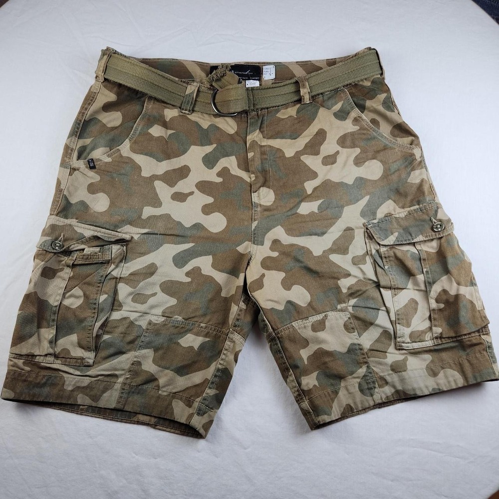 Rocawear Mens Camo Cargo Shorts Jorts With Belt Vintage Y2K Skater Baggy 38